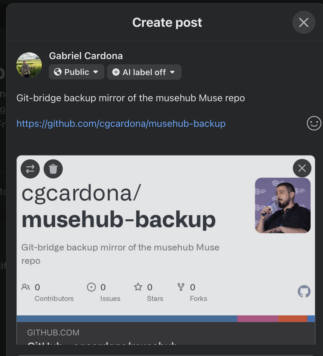 Facebook preview of a GitHub repo link